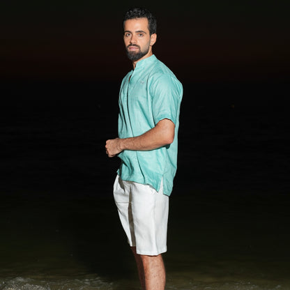 Light Blue V-Cut Linen