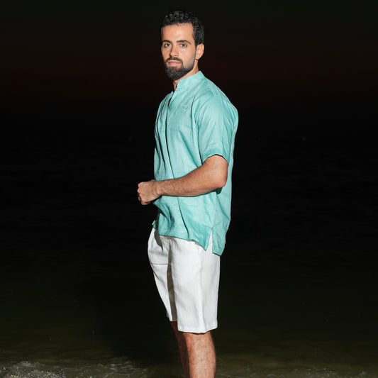 Light Blue V-Cut Linen