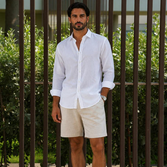 Beige Linen Shorts