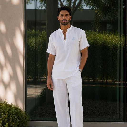 White V-Cut Linen